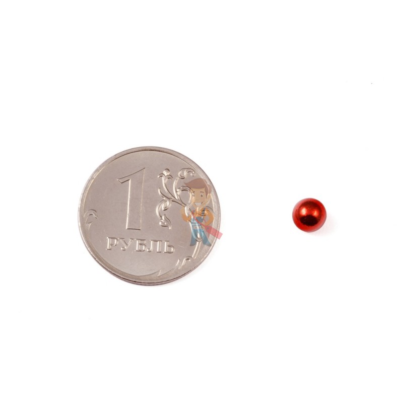 Неодимовый магнит шар 5 мм, красный - фото 2