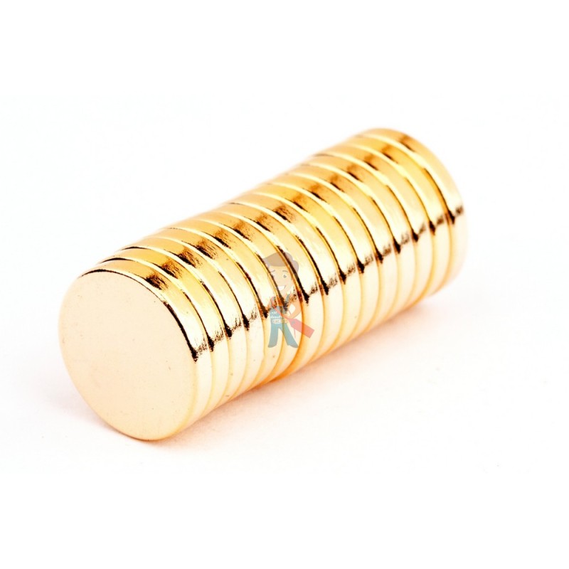 Неодимовый магнит диск 10х1.5 мм, золотой, 20шт, Forceberg - фото 4