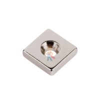Неодимовый магнит кольцо 28х18х3 мм - Неодимовый магнит прямоугольник 12х12х3 мм с зенковкой 3/6 мм