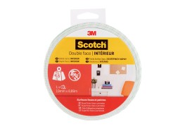Клейкая лента монтажная 3М Scotch, для внутренних работ, двусторонняя, белая, 19 мм х 1,5 м