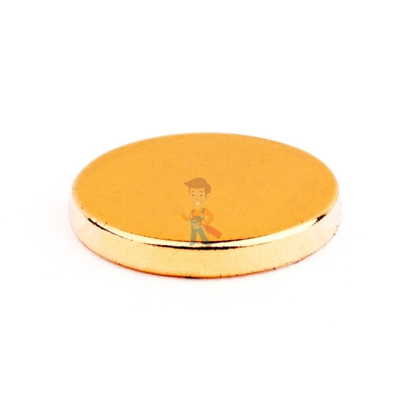 Неодимовый магнит диск 10х1.5 мм, золотой, 20шт, Forceberg - фото 2